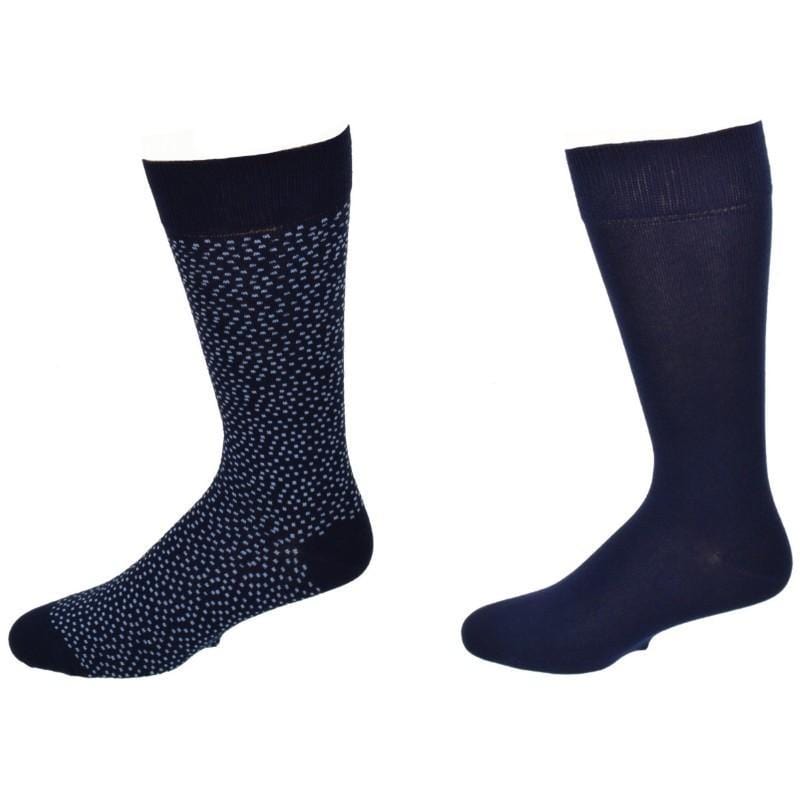 Men's Combed Cotton Crew Navy Dressy Socks in 2 Pair Packs - Wear Sierra