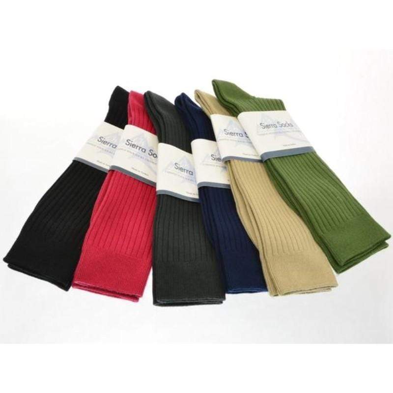 Men's Combed Cotton Crew Socks, Classic Fine Ribbed Office or Casual Socks - Wear Sierra