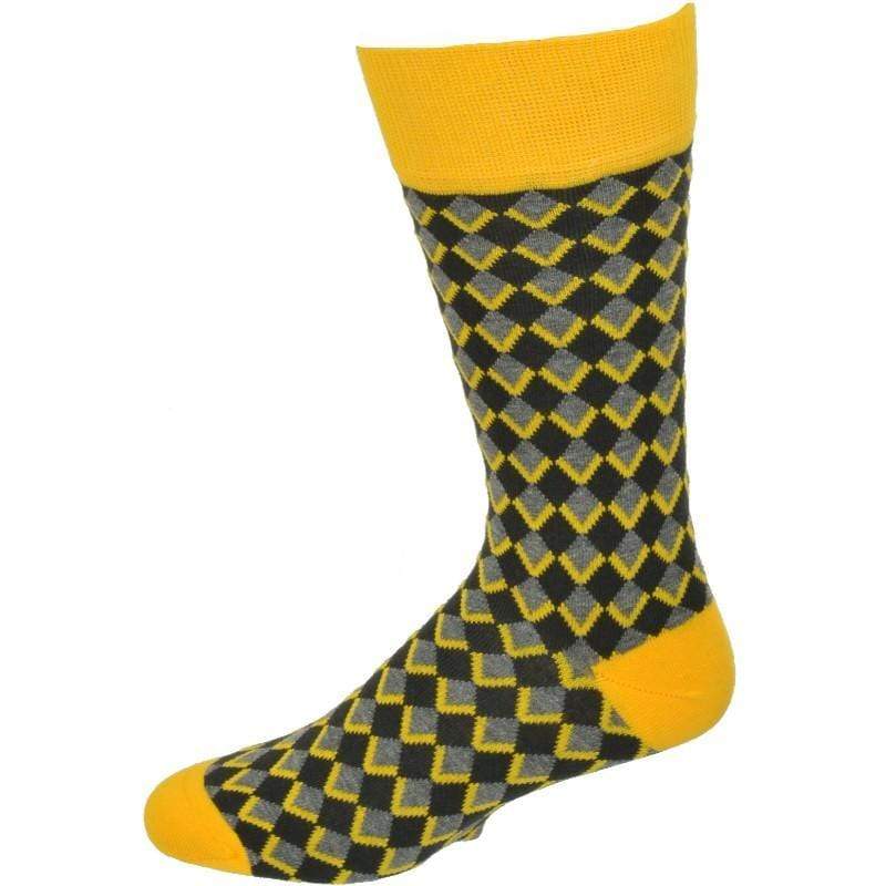 Men's Combed Cotton Crew Socks - Diamond Pattern 3 Pair Packs - Wear Sierra