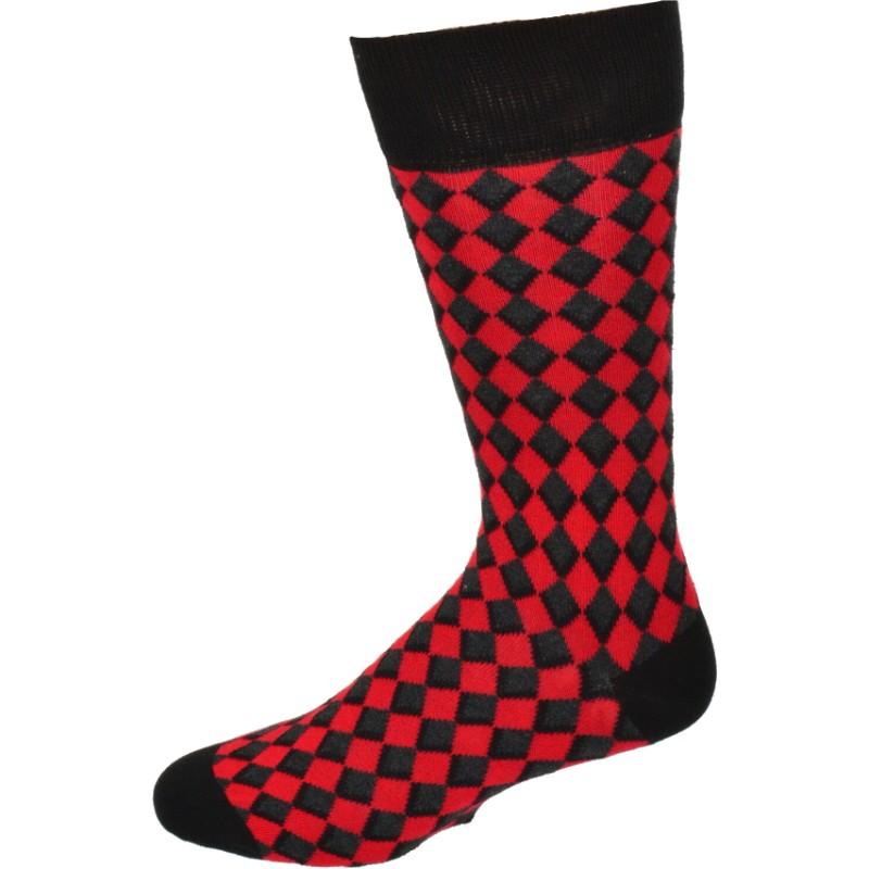 Men's Combed Cotton Crew Socks - Diamond Pattern 3 Pair Packs - Wear Sierra