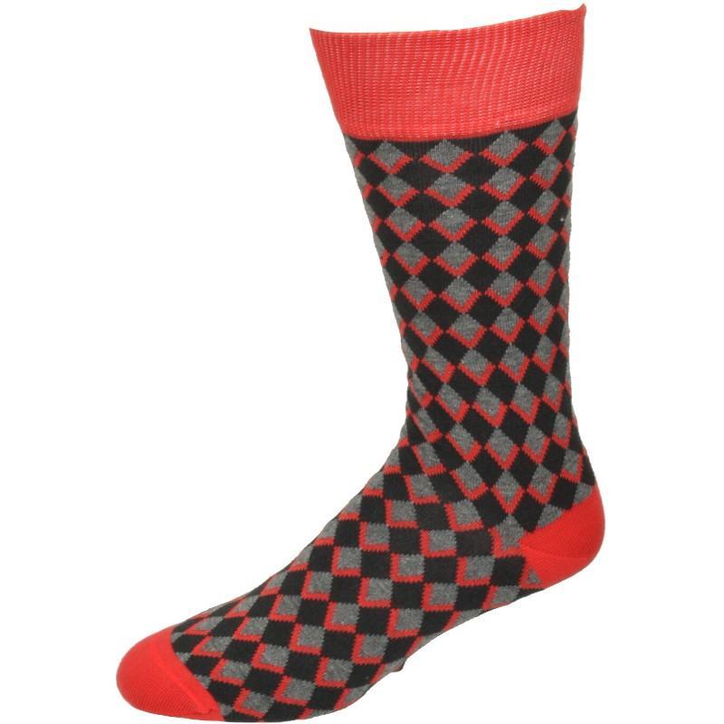 Men's Combed Cotton Crew Socks - Diamond Pattern 3 Pair Packs - Wear Sierra