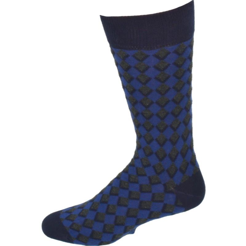 Men's Combed Cotton Crew Socks - Diamond Pattern 3 Pair Packs - Wear Sierra