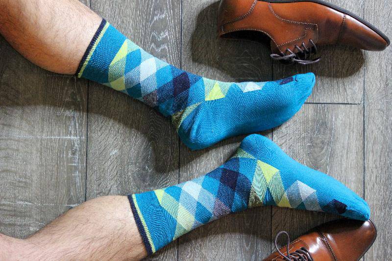 Men's Crew Socks - Combed Cotton Argyle Pattern 3-Pair Packs - Wear Sierra