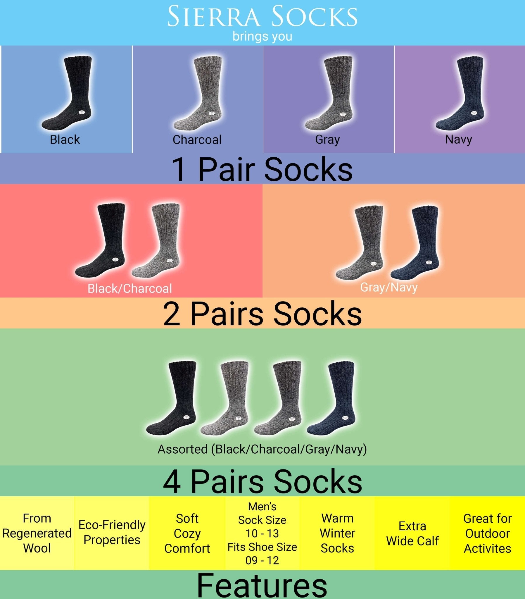 Men's Crew Socks in Regenerated Wool - Ecofriendly Socks! - Wear Sierra