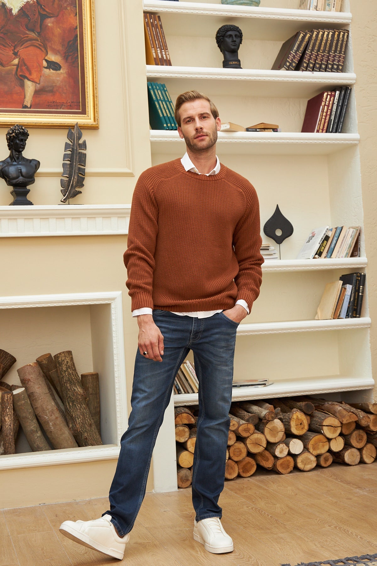 Men's Long-Sleeve Crewneck Mid-Weight Pullover Sweater in Many Popular Colors - Great Gift for Husband, Dad or Boyfriend - Wear Sierra