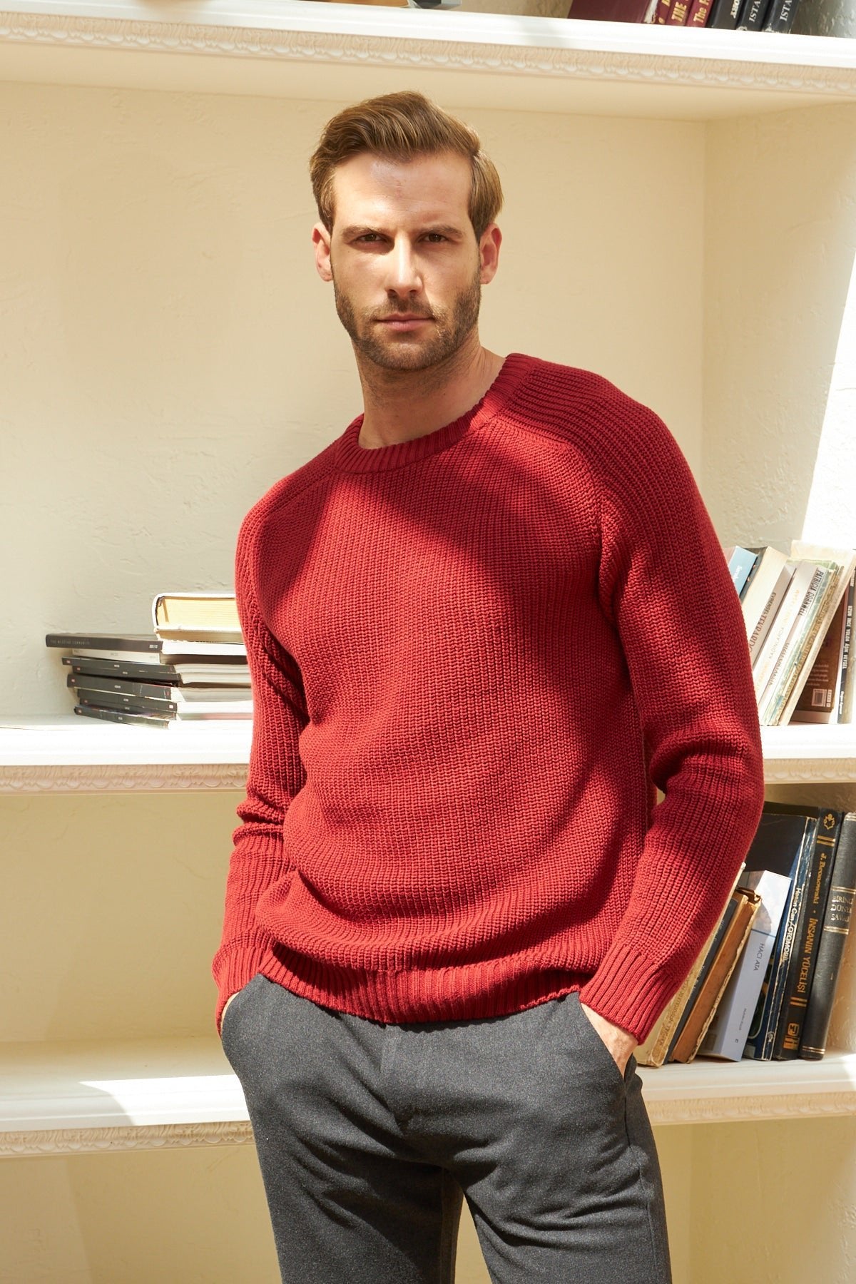 Men's Long-Sleeve Crewneck Mid-Weight Pullover Sweater in Many Popular Colors - Great Gift for Husband, Dad or Boyfriend - Wear Sierra