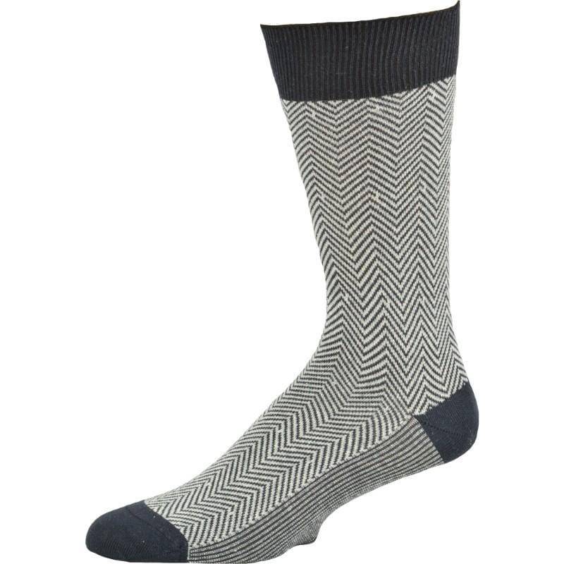 Men's Socks Dark Herringbone Design Crew 3 Pair Packs - Wear Sierra