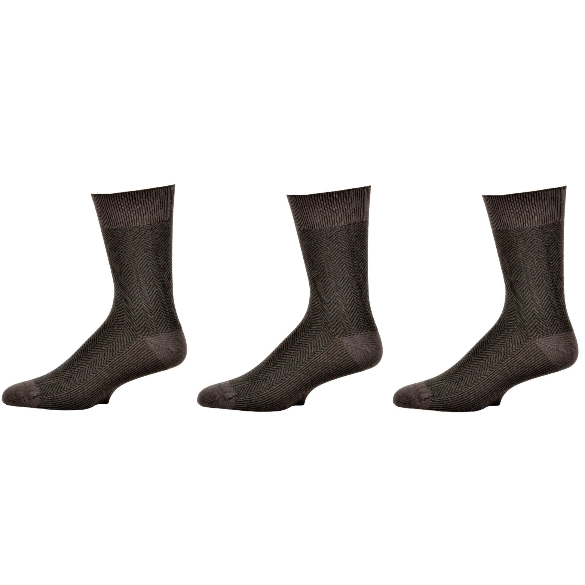 Men's Socks Dark Herringbone Design Crew 3 Pair Packs - Wear Sierra
