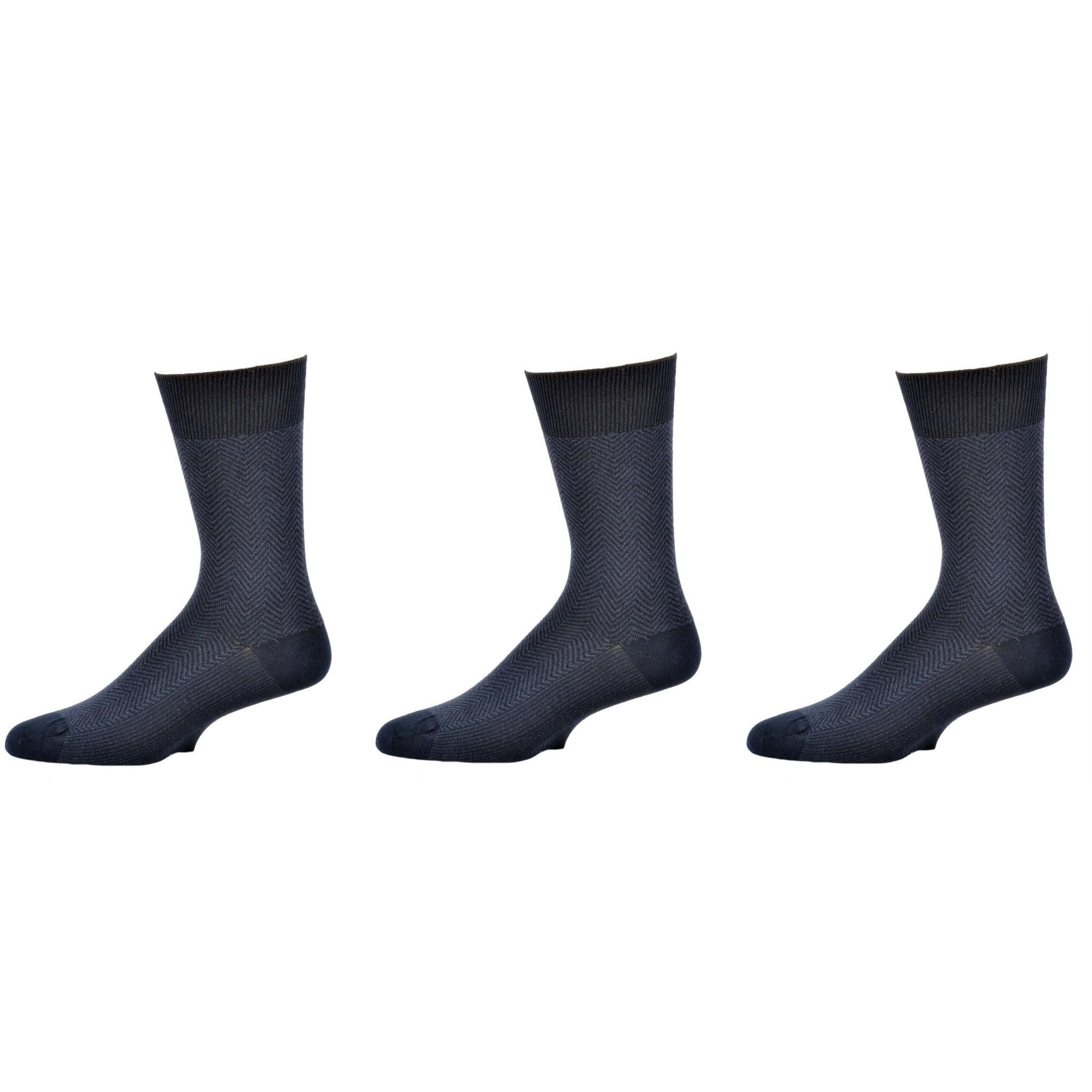 Men's Socks Dark Herringbone Design Crew 3 Pair Packs - Wear Sierra