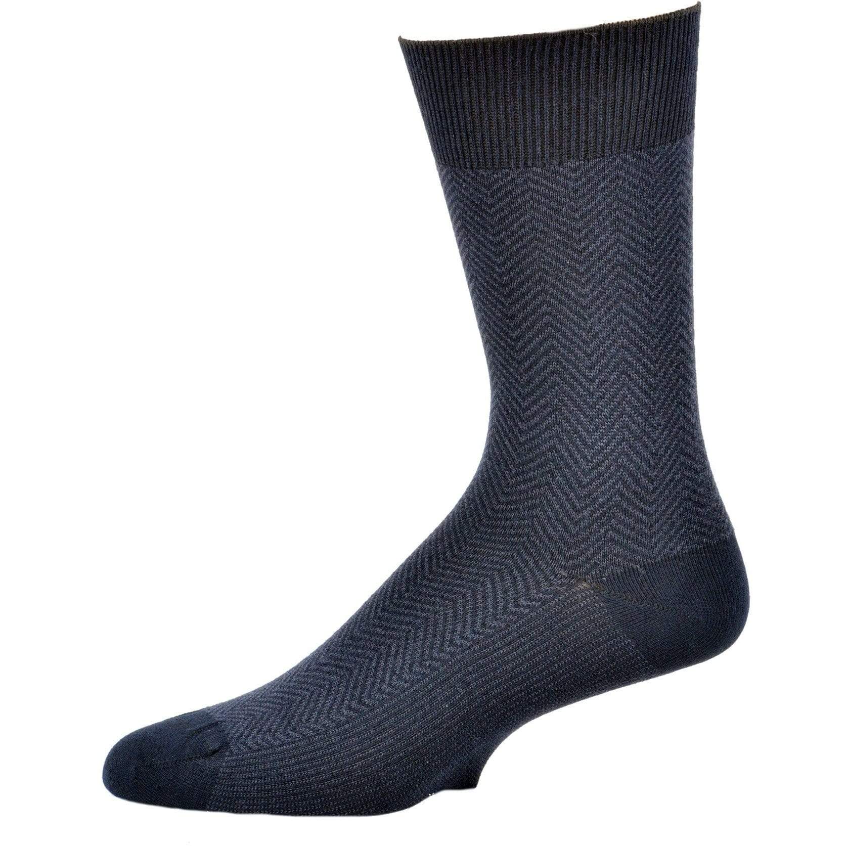 Men's Socks Dark Herringbone Design Crew 3 Pair Packs - Wear Sierra