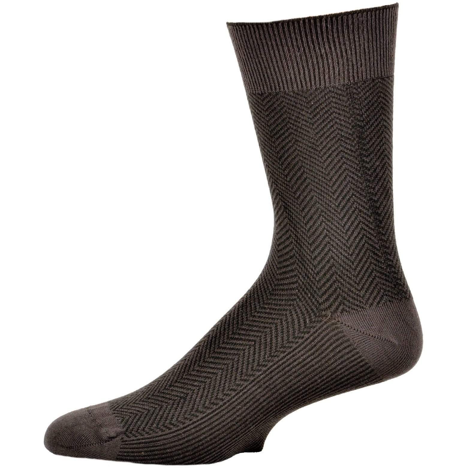 Men's Socks Dark Herringbone Design Crew 3 Pair Packs - Wear Sierra