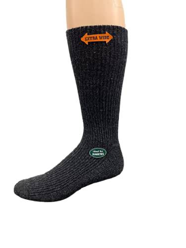 Men's Wool Crew Socks with Extra Wide Calf - Great for Outdoors - Wear Sierra