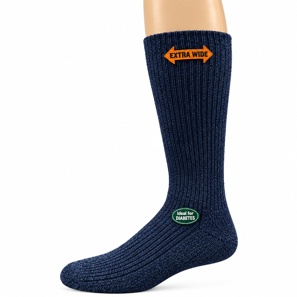Men's Wool Crew Socks with Extra Wide Calf - Great for Outdoors - Wear Sierra