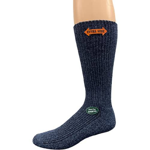 Men's Wool Crew Socks with Extra Wide Calf - Great for Outdoors - Wear Sierra