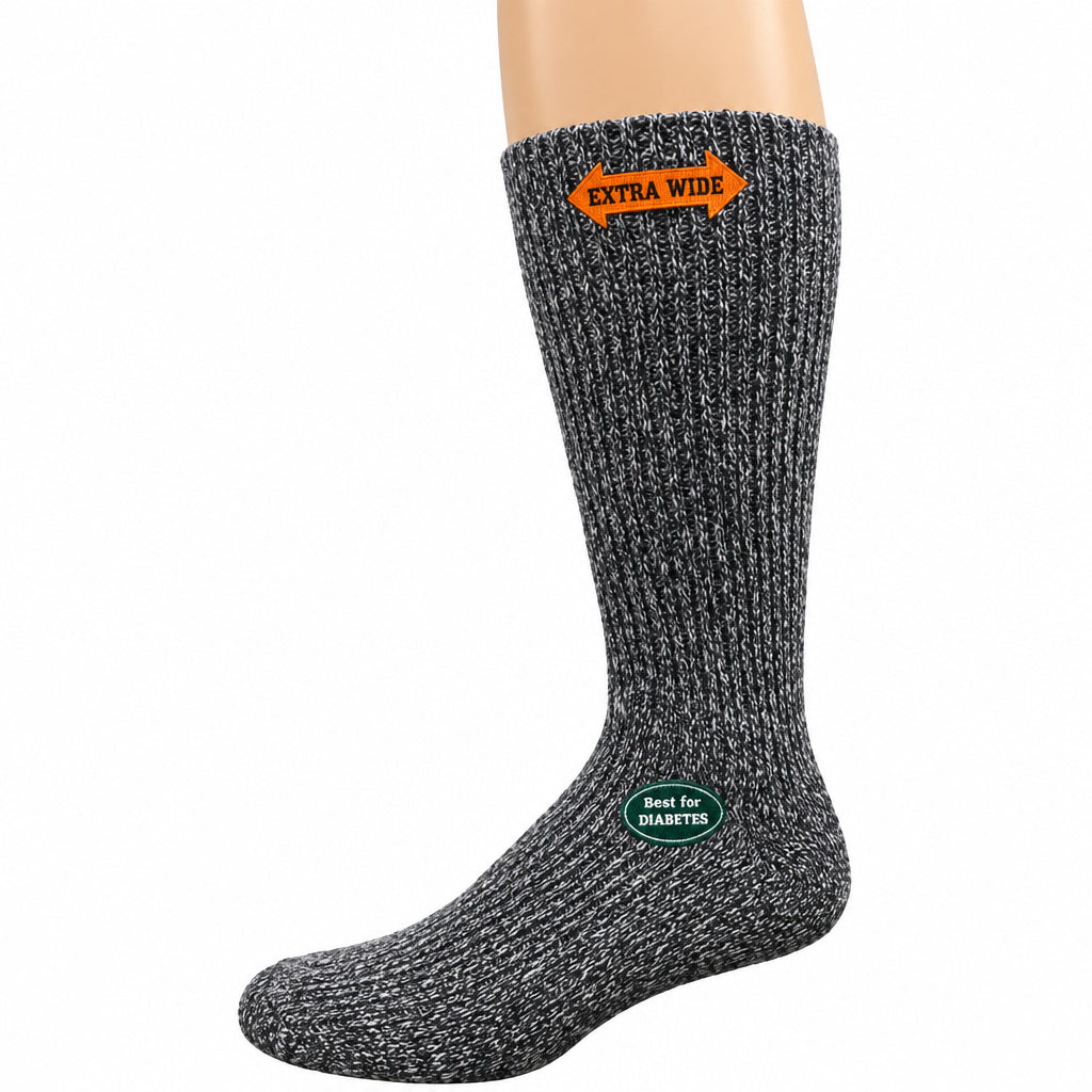 Men's Wool Crew Socks with Extra Wide Calf - Great for Outdoors - Wear Sierra