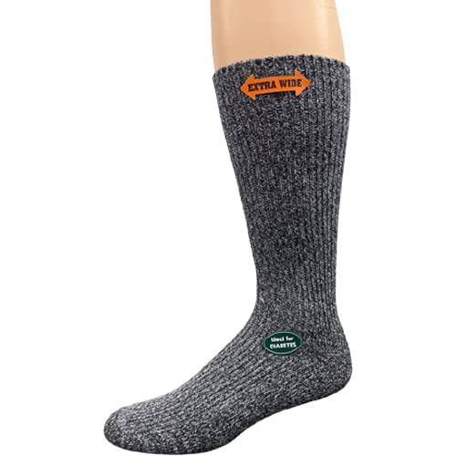 Men's Wool Crew Socks with Extra Wide Calf - Great for Outdoors - Wear Sierra