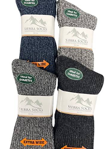 Men's Wool Crew Socks with Extra Wide Calf - Great for Outdoors - Wear Sierra
