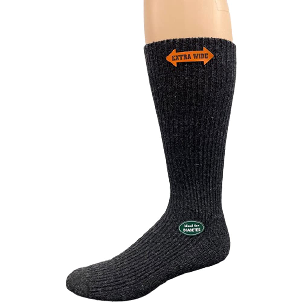 Men's Wool Crew Socks with Extra Wide Calf - Great for Outdoors - Wear Sierra