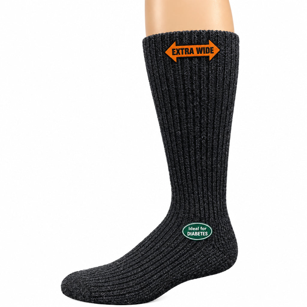 Men's Wool Crew Socks with Extra Wide Calf - Great for Outdoors - Wear Sierra