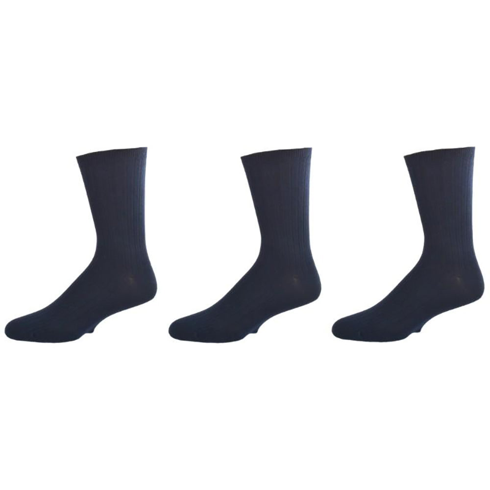 Big Boys & Girls (Unisex) Classic Dress Uniform Ribbed 3 Pair Pack Crew Socks