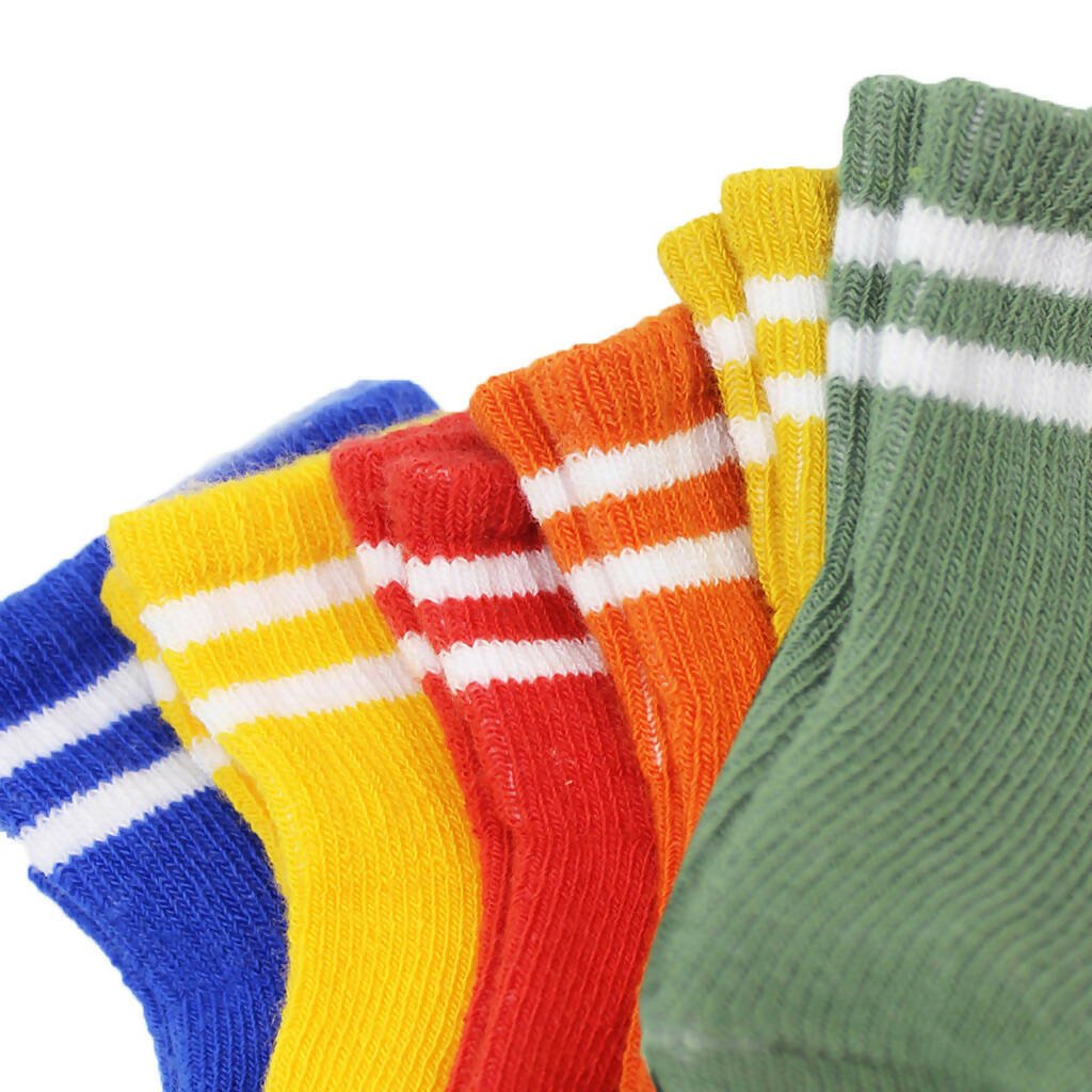 Newborn to 6 Months Boy's Cotton Ankle-Hi Socks with Stripes - Wear Sierra