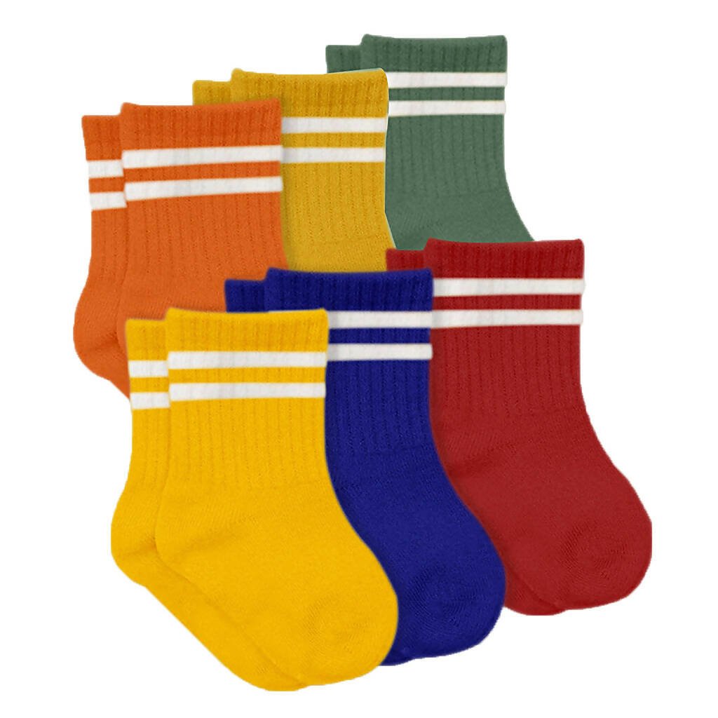 Newborn to 6 Months Boy's Cotton Ankle-Hi Socks with Stripes - Wear Sierra