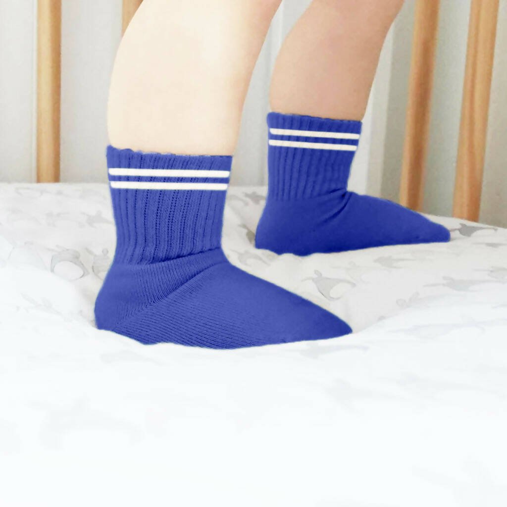 Newborn to 6 Months Boy's Cotton Ankle-Hi Socks with Stripes - Wear Sierra
