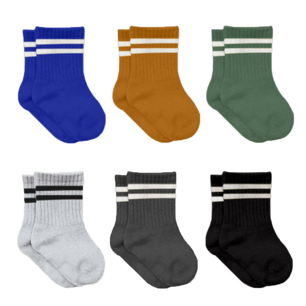 Newborn to 6 Months Boy's Cotton Ankle-Hi Socks with Stripes - Wear Sierra