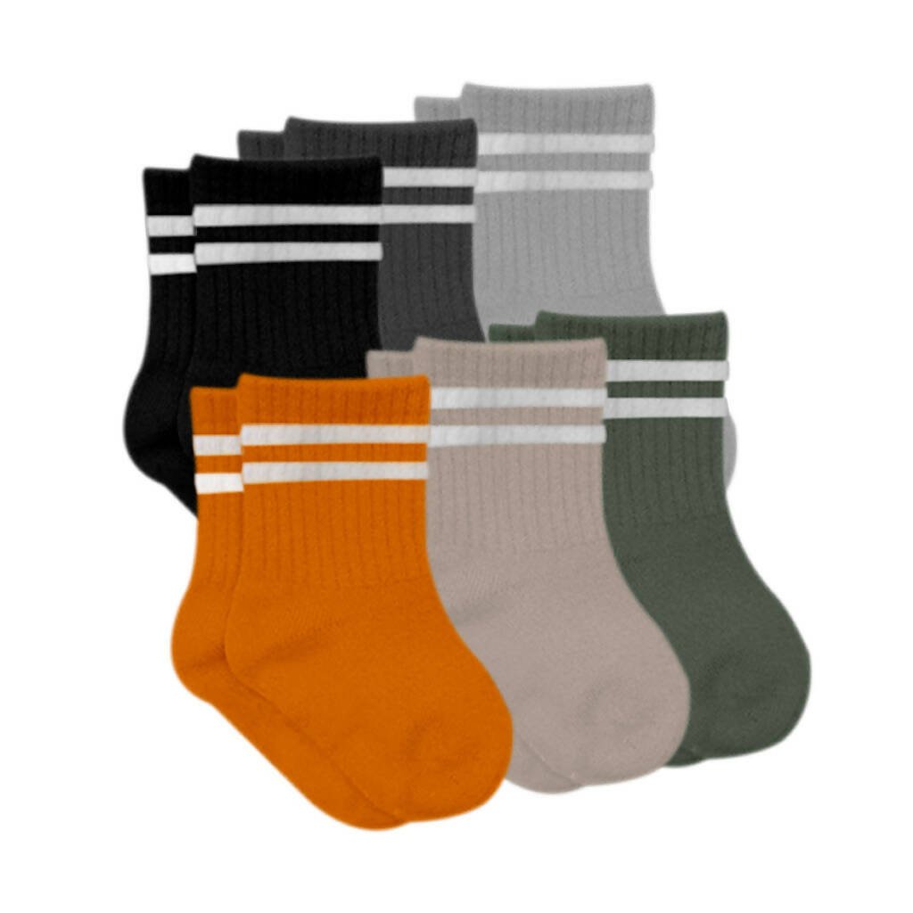 Newborn to 6 Months Boy's Cotton Ankle-Hi Socks with Stripes - Wear Sierra