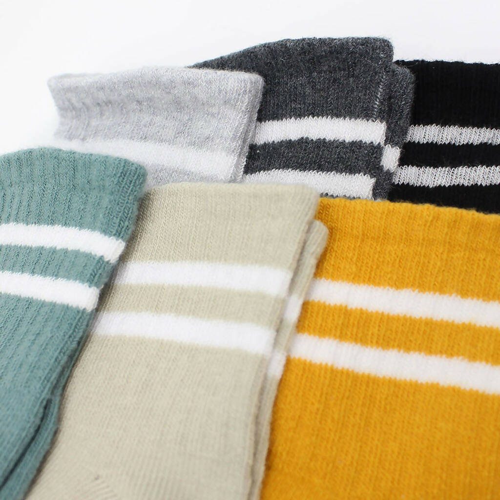 Newborn to 6 Months Boy's Cotton Ankle-Hi Socks with Stripes - Wear Sierra