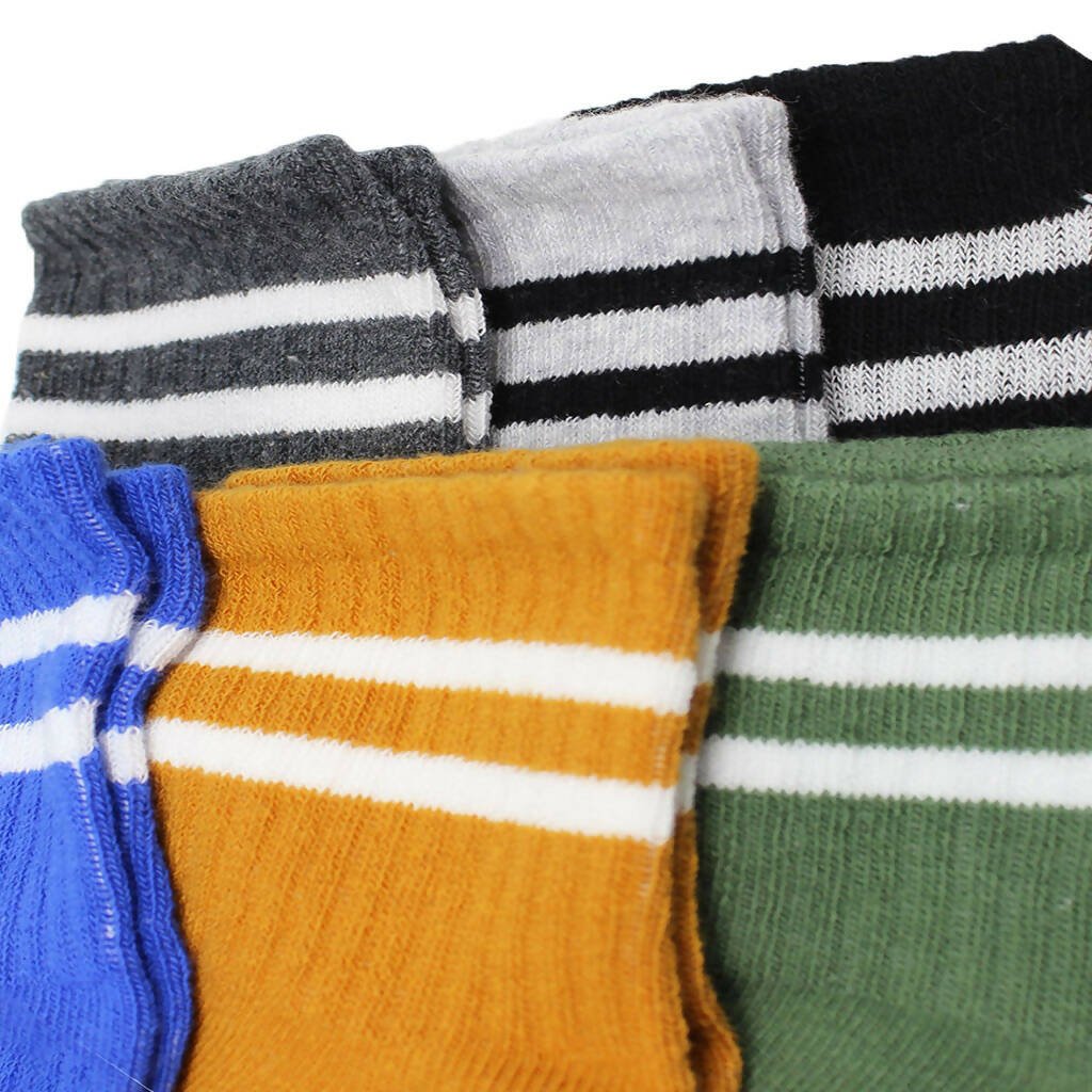 Newborn to 6 Months Boy's Cotton Ankle-Hi Socks with Stripes - Wear Sierra