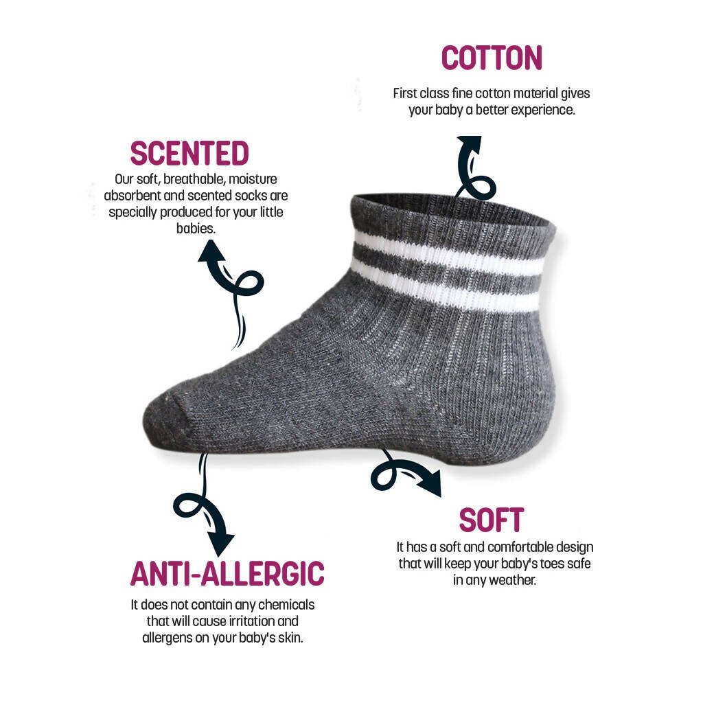 Newborn to 6 Months Boy's Cotton Ankle-Hi Socks with Stripes - Wear Sierra
