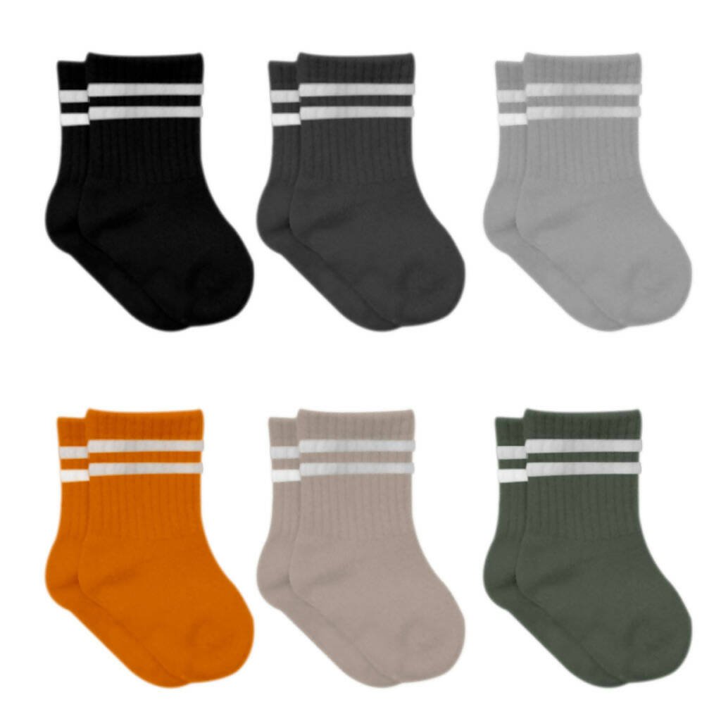 Newborn to 6 Months Boy's Cotton Ankle-Hi Socks with Stripes - Wear Sierra