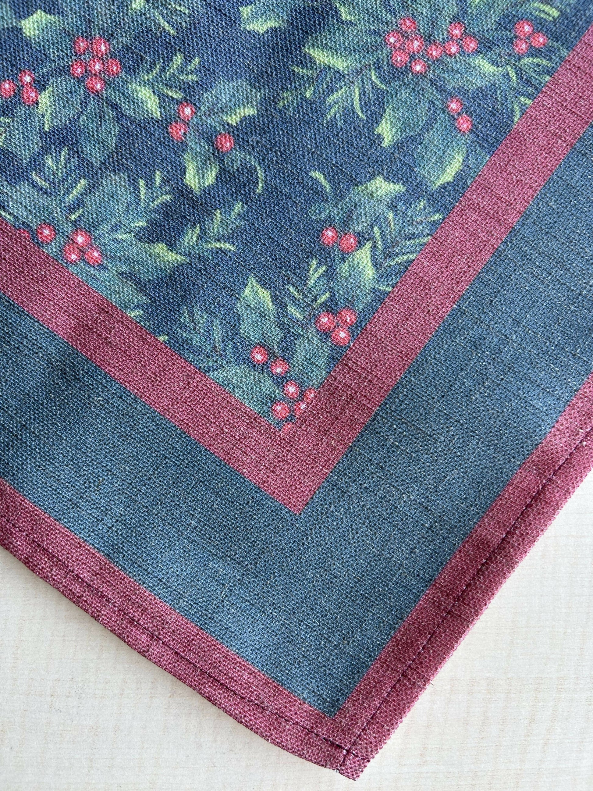 Holly Bundle and Berries Holiday Pattern Linen-Like Table Cloth, 54"W x 84"L - Wear Sierra