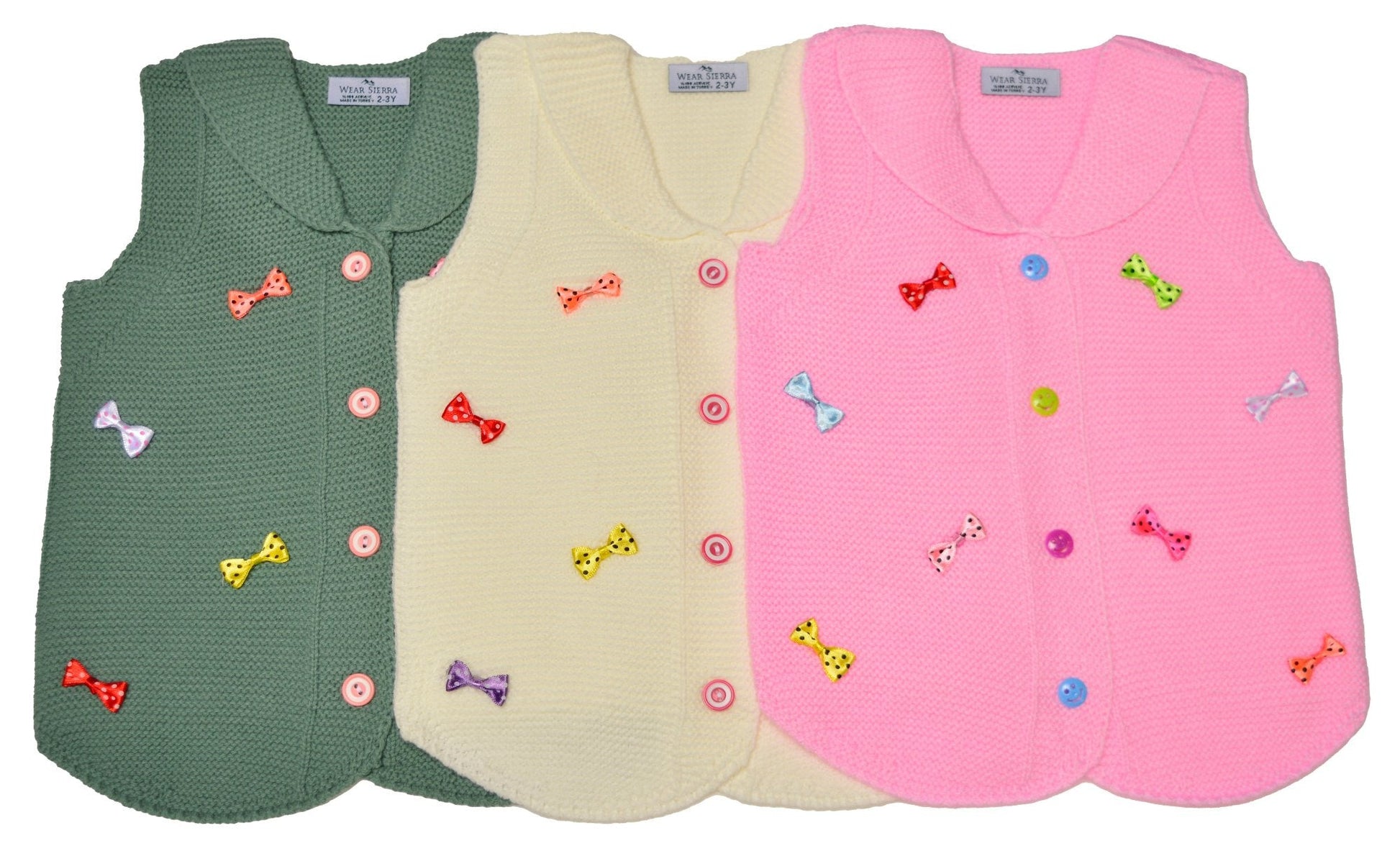 Sleeveless Sweaters For Girls - Button Front Vest for Infants and Toddlers - Wear Sierra