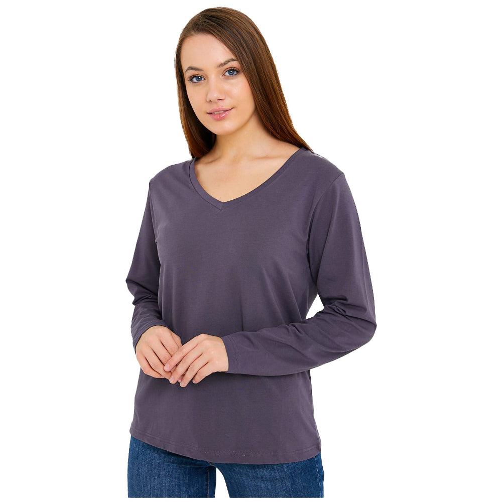 Long Sleeve V-Neck Shirts for Women & Girls - Colorful Pima Cotton