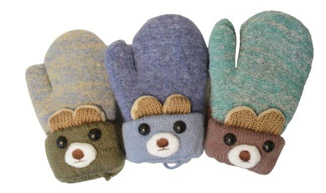 Soft Knit Mittens for Babies and Toddlers - Adorable Bear Cub Design - Wear Sierra