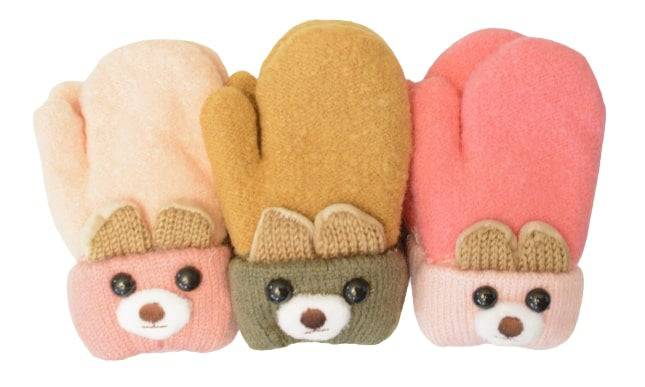 Soft Knit Mittens for Babies and Toddlers - Adorable Bear Cub Design - Wear Sierra