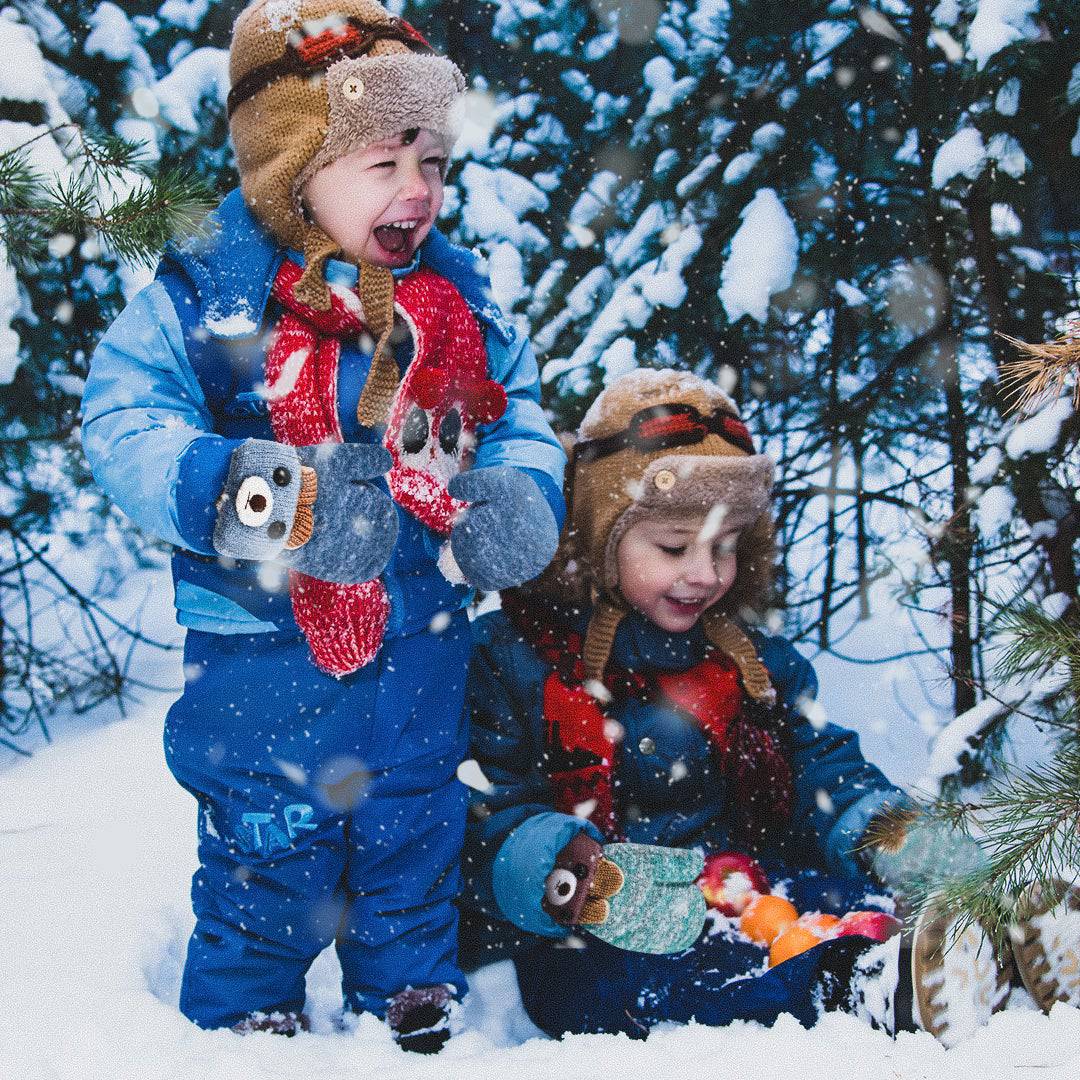 Soft Knit Mittens for Babies and Toddlers - Adorable Bear Cub Design - Wear Sierra