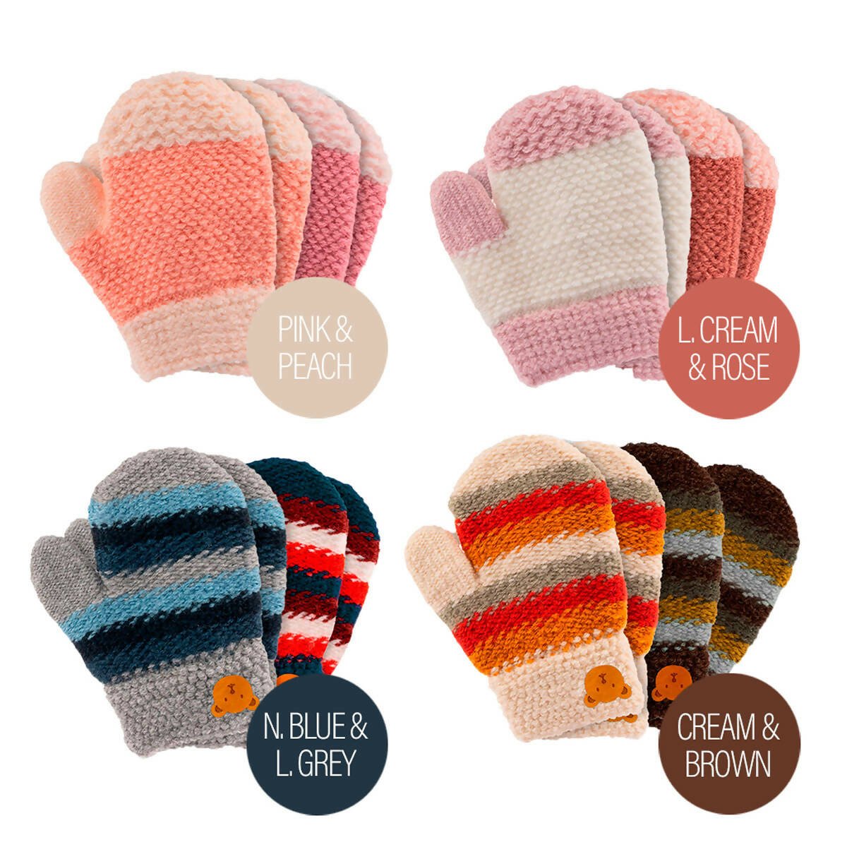 Soft Knit Mittens for Baby or Toddler - 2-Pack Gloves for Boys and Girls - Wear Sierra