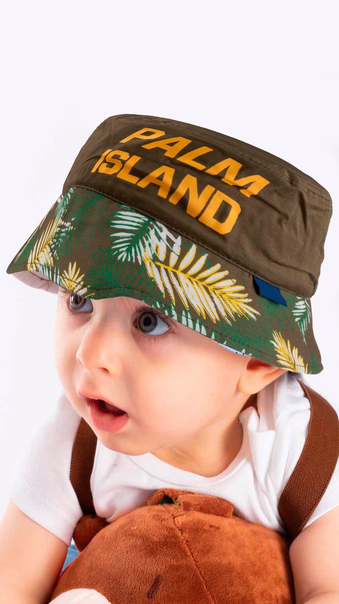 Summer Bucket Hat for Toddlers-Palm Island Artwork Kid Hat for 4-8 Year Old Children - Wear Sierra