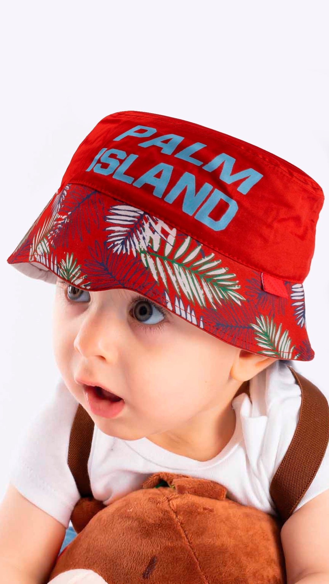 Summer Bucket Hat for Toddlers-Palm Island Artwork Kid Hat for 4-8 Year Old Children - Wear Sierra