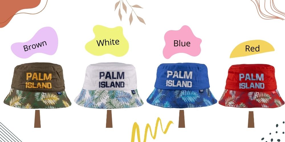 Summer Bucket Hat for Toddlers-Palm Island Artwork Kid Hat for 4-8 Year Old Children - Wear Sierra