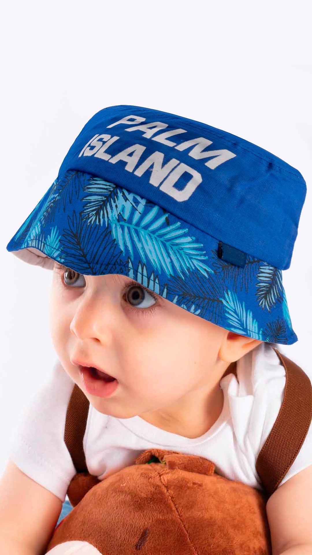 Summer Bucket Hat for Toddlers-Palm Island Artwork Kid Hat for 4-8 Year Old Children - Wear Sierra