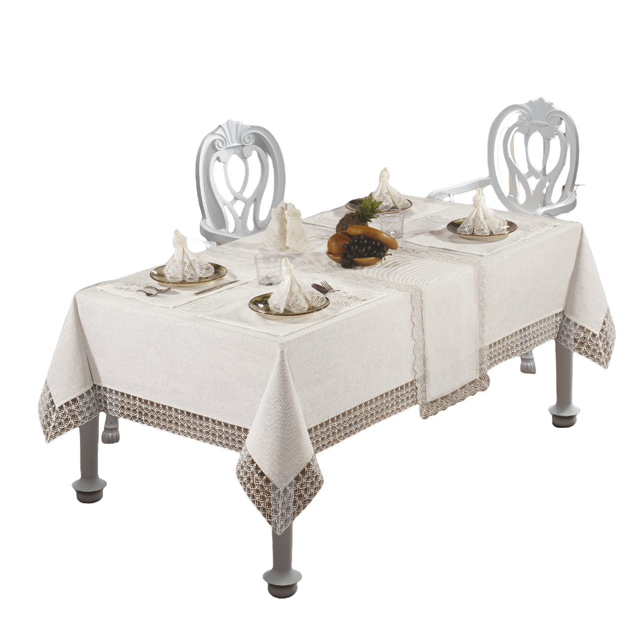 Tablecloth, Runner and Placemat Set for Wedding Gift or Anniversary, Family Gatherings, or Housewarming Gift, 26-Piece Farmhouse Style Set - Wear Sierra