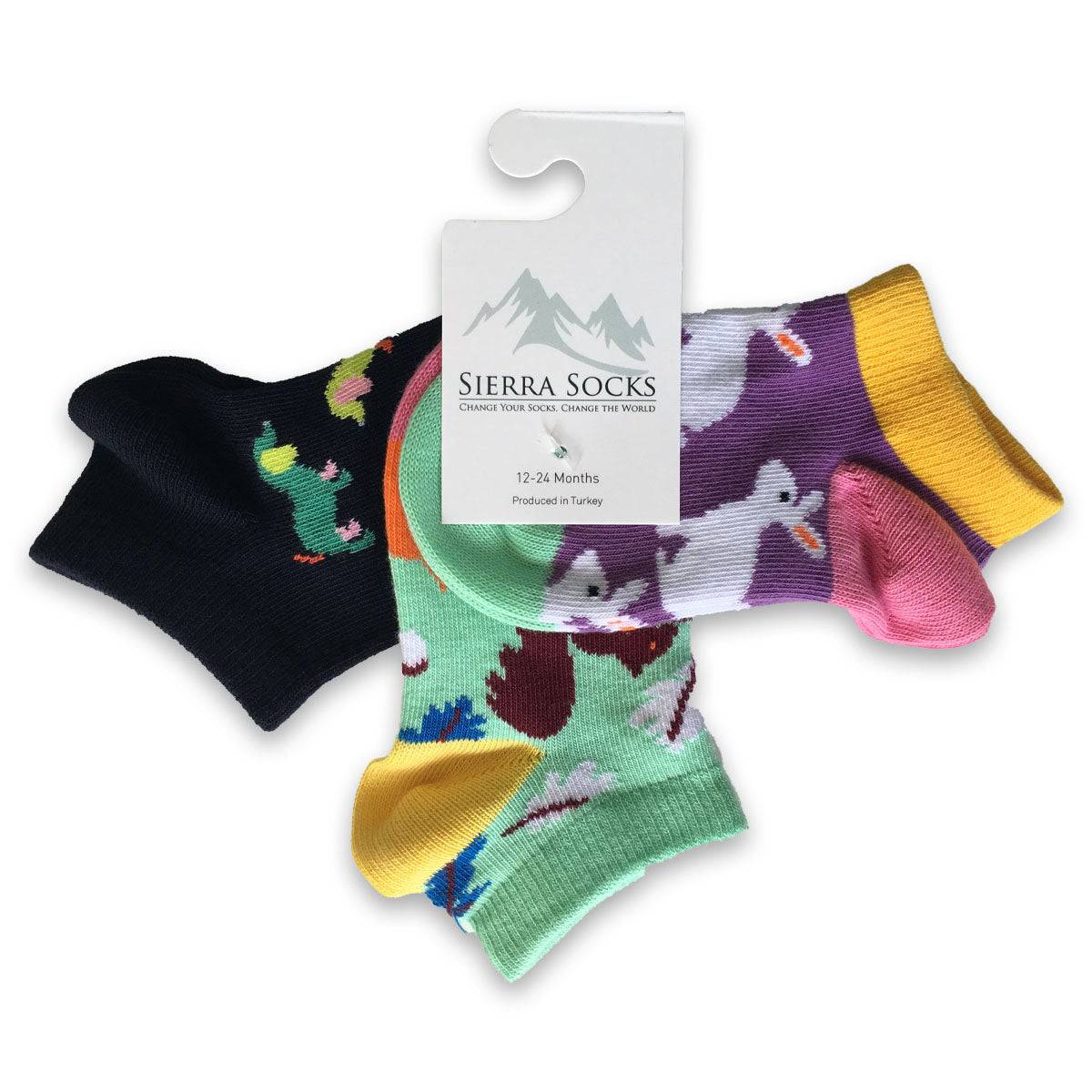 Toddler Colorful and Cute Cotton Ankle Socks in Cars, Foodie, Animals or Dots 3-Pair Packs - Wear Sierra