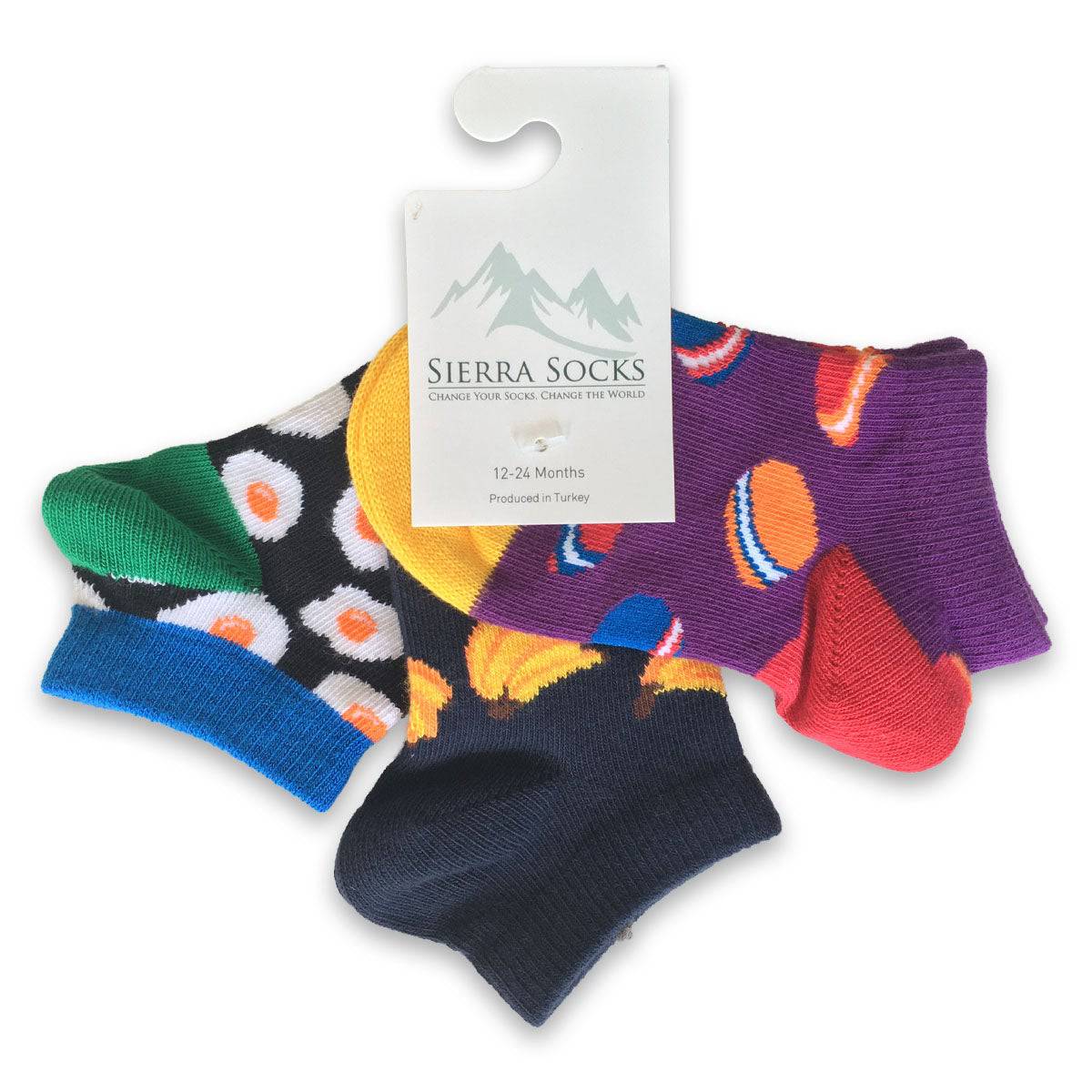 Toddler Colorful and Cute Cotton Ankle Socks in Cars, Foodie, Animals or Dots 3-Pair Packs - Wear Sierra