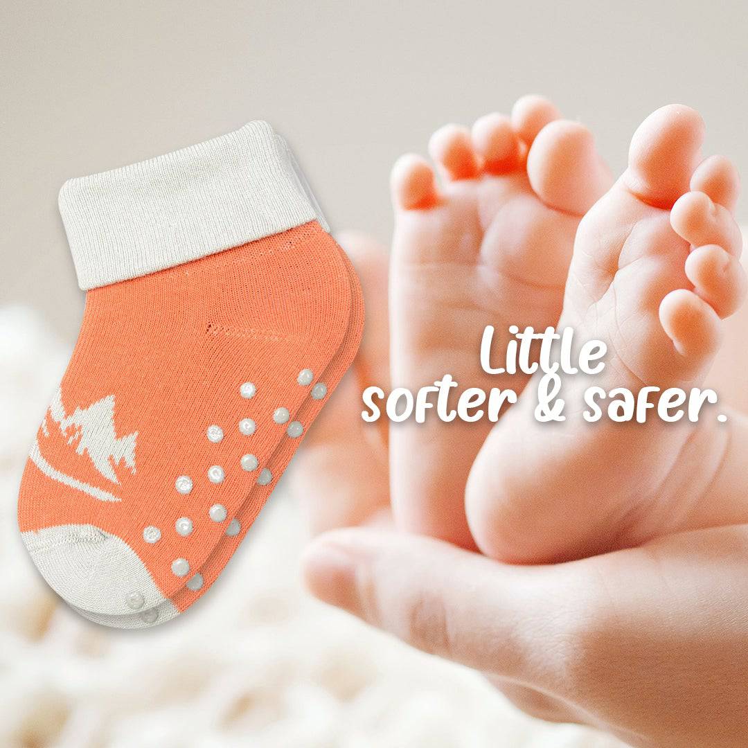 Toddler Combed Cotton Turn Cuff Non-Slip Socks for Boys & Girls - Wear Sierra
