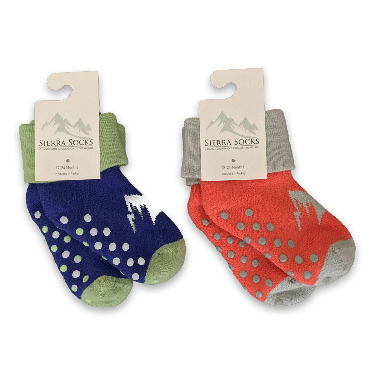 Toddler Combed Cotton Turn Cuff Non-Slip Socks for Boys & Girls - Wear Sierra