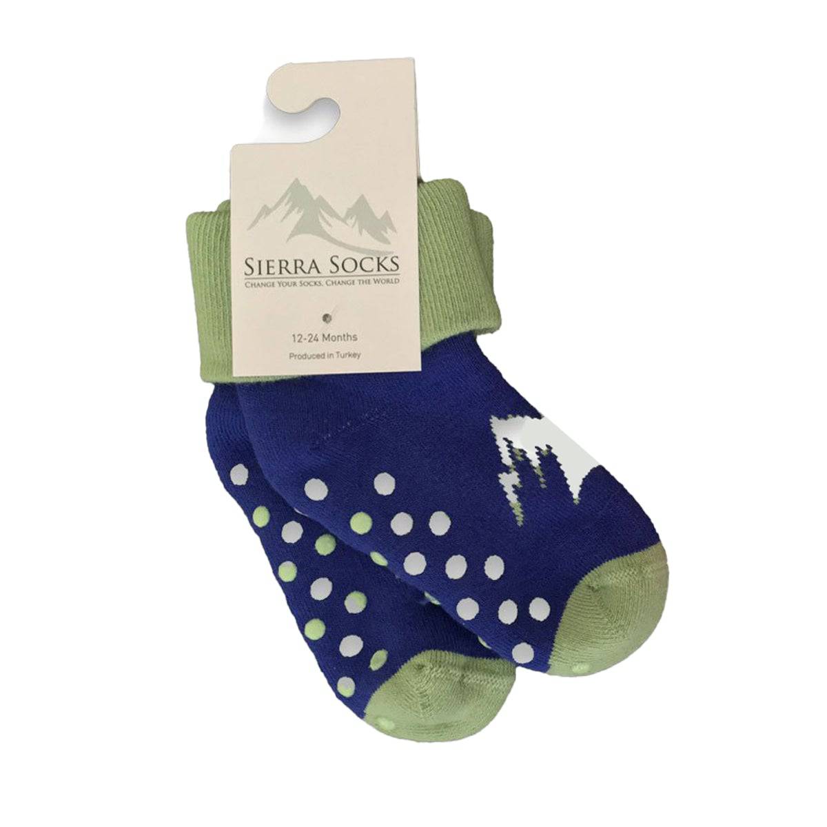 Toddler Combed Cotton Turn Cuff Non-Slip Socks for Boys & Girls - Wear Sierra
